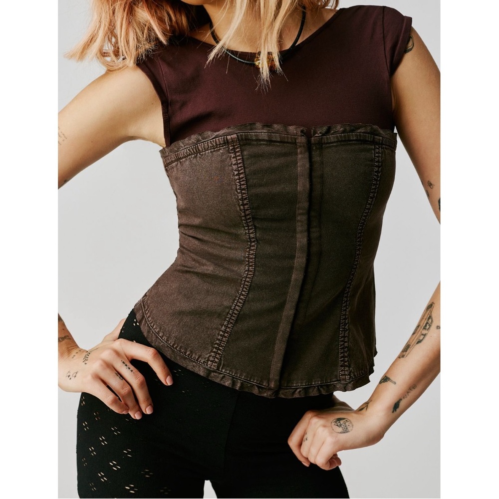Free People Just a Minute Tube Top Brown Size Large